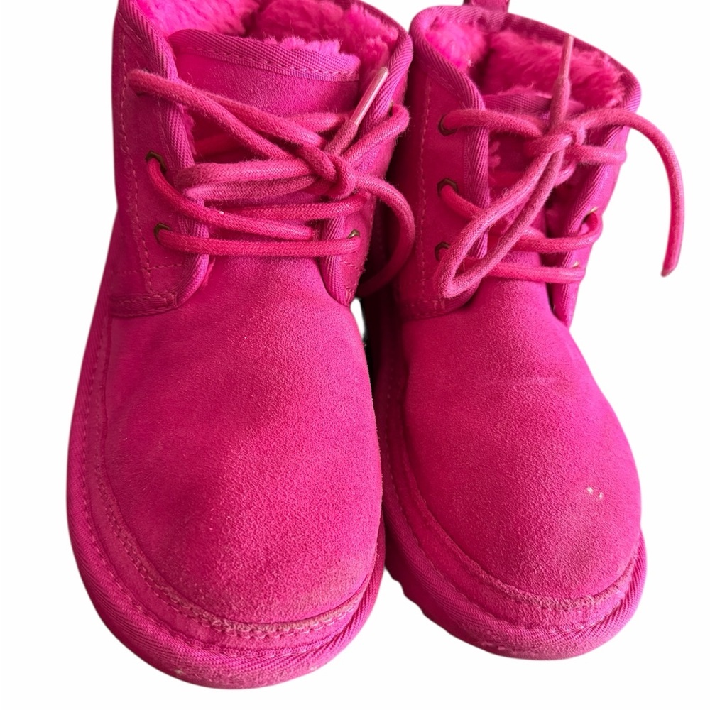 UGG Vibrant Pink Kids Lace-Up Boots - Picture 3 of 7